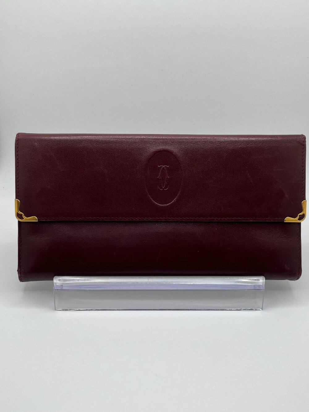 Vintage Cartier Must Line Burgundy Kisslock Long Wallet
